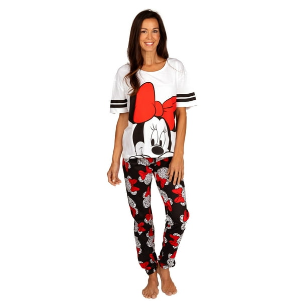 Womens Mickey and Minnie Mouse Super Minky Plush 2-Piece Pajama Set